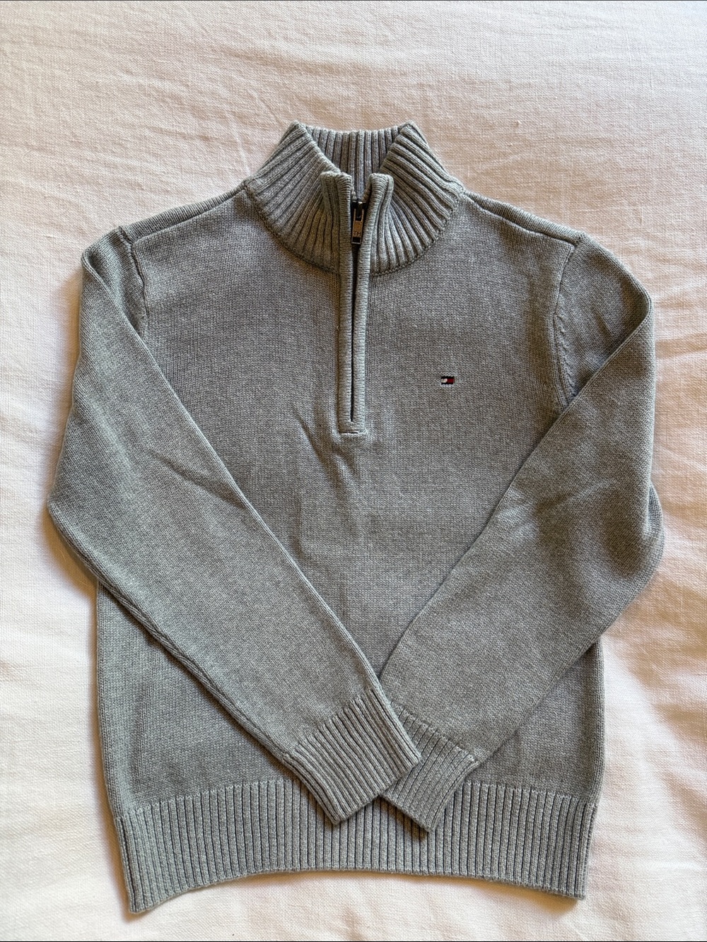 Tommy Hilfiger Gray Half-Zip Mock Neck Sweater